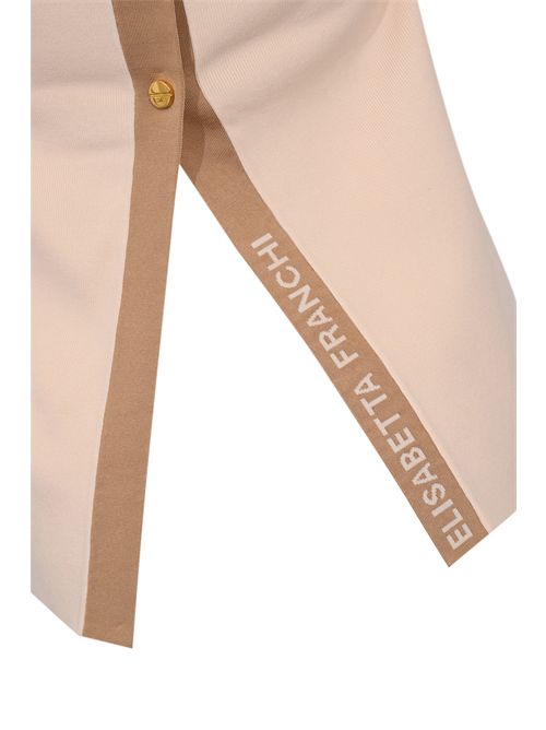 Top in maglia con bande in viscosa lucida e bottoni gioiello Burro Cammello Elisabetta Franchi | TK72S61E2U69